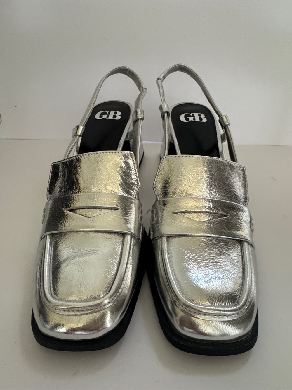 Gianni Bini Work-Wife Sling Back Loafers Silver